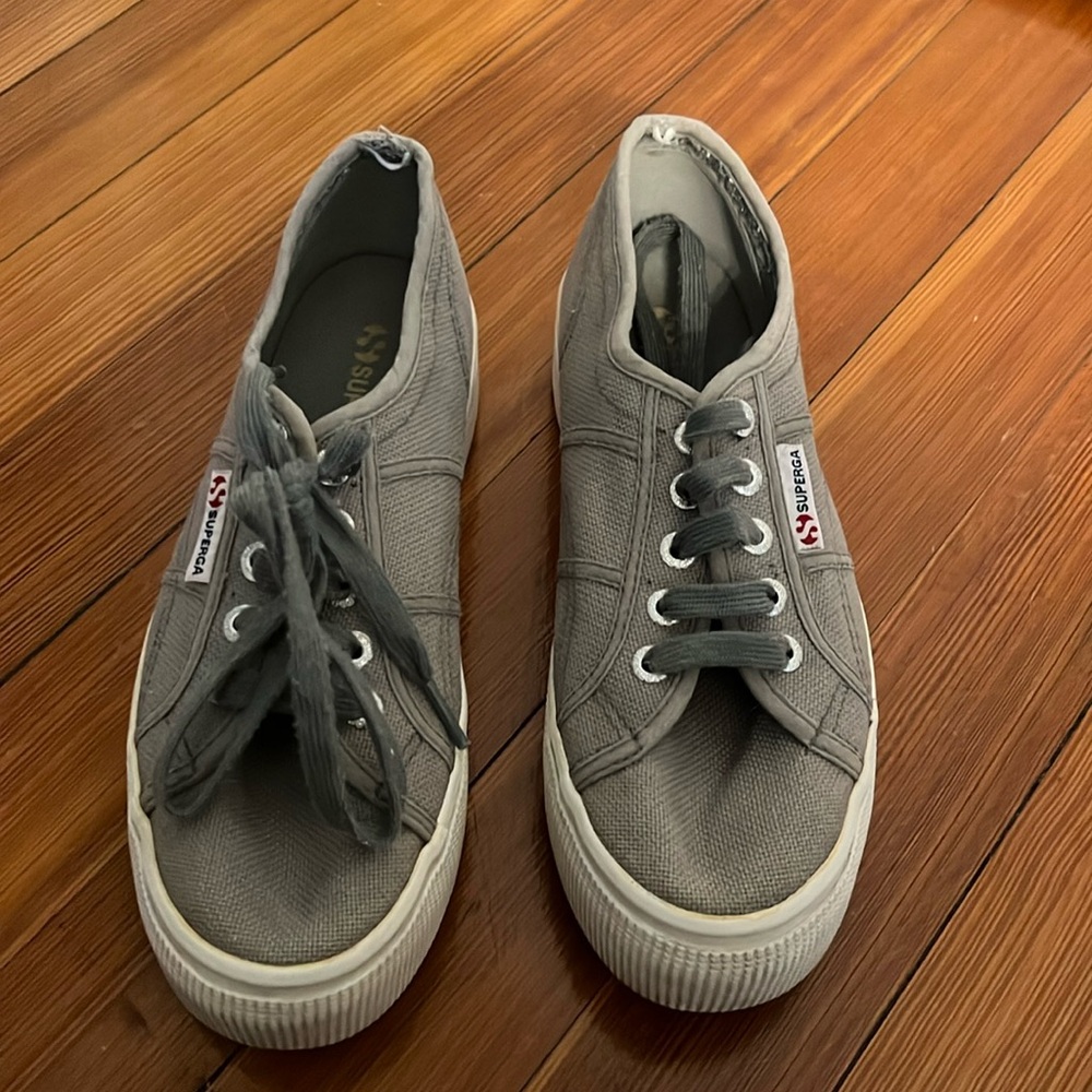 Superga Platform Gray Sneakers.  Size 37 (7).  Good condition.